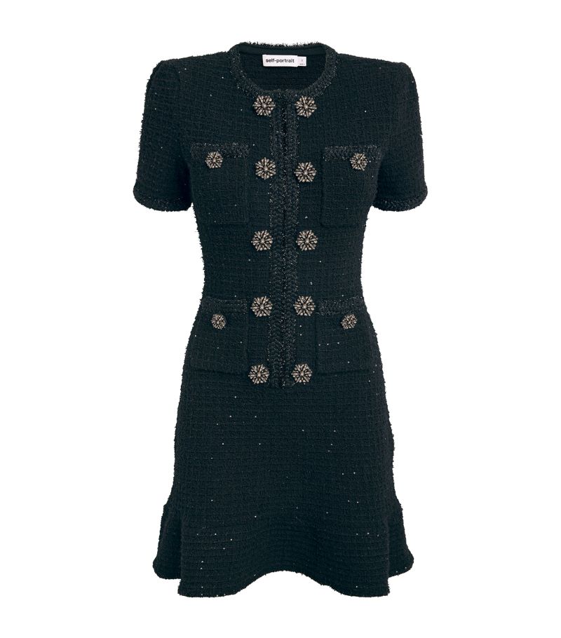 Self-Portrait Self-Portrait Bouclé Sequin-Embellished Dress