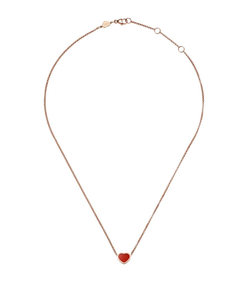 Chopard Chopard Rose Gold And Carnelian My Happy Hearts Pendant Necklace