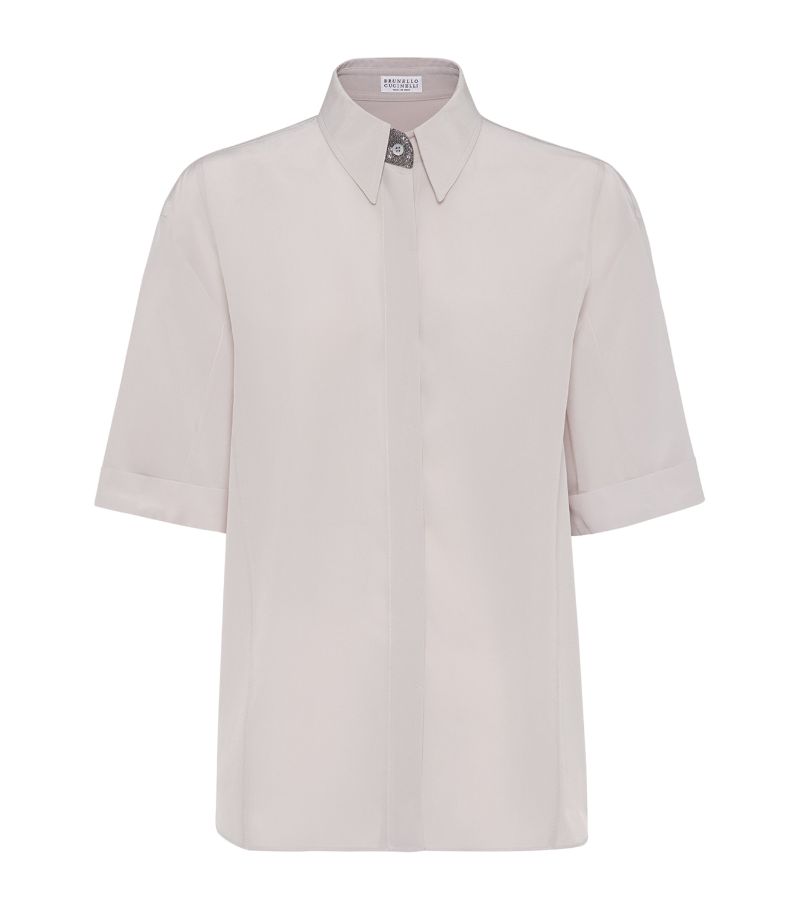 Brunello Cucinelli Brunello Cucinelli Silk Monili-Trim Shirt