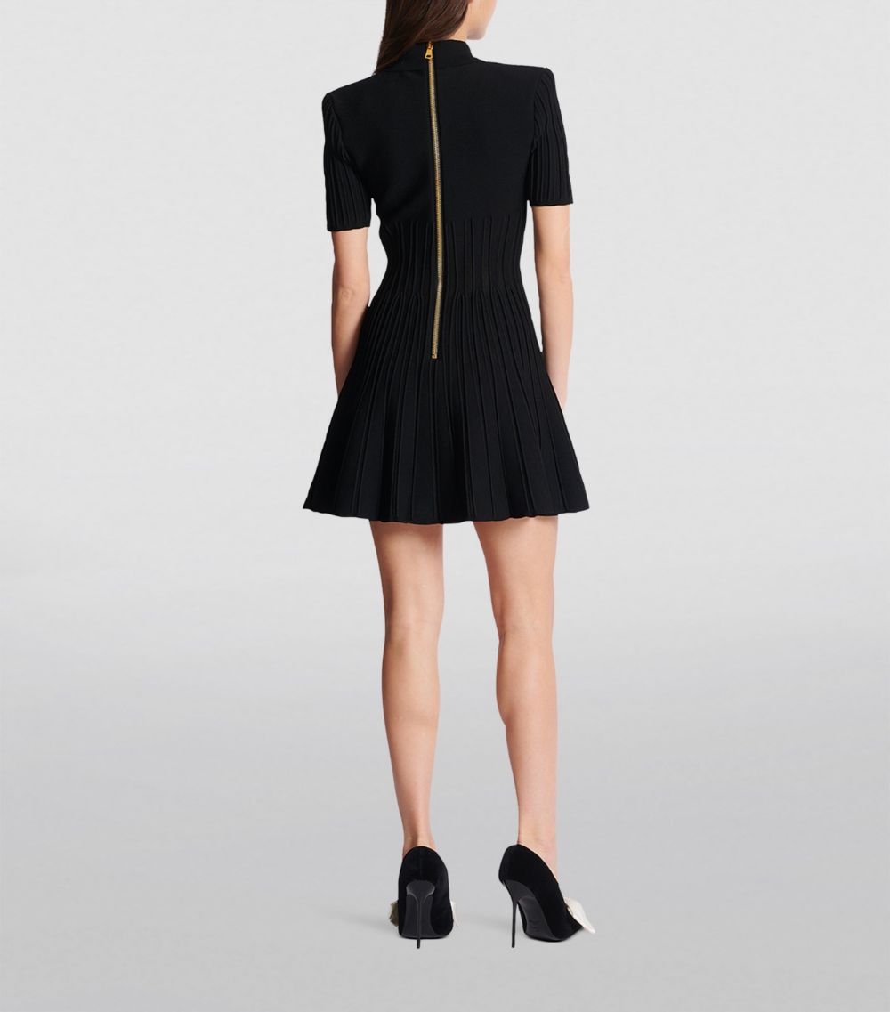 Balmain Balmain Collared Rib-Knit Mini Dress