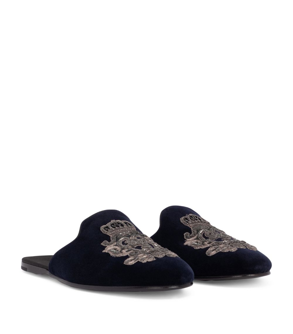 Dolce & Gabbana Dolce & Gabbana Velvet Embroidered Slippers