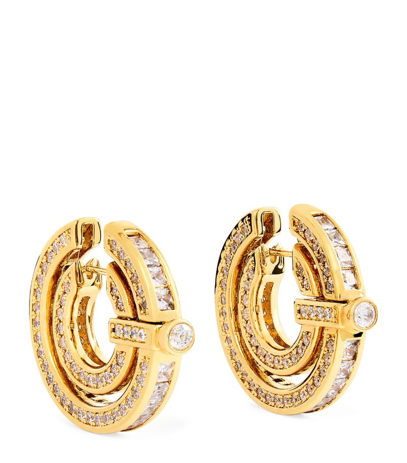 Zimmermann Zimmermann Gold-Plated Halo Pavé Hoop Earrings