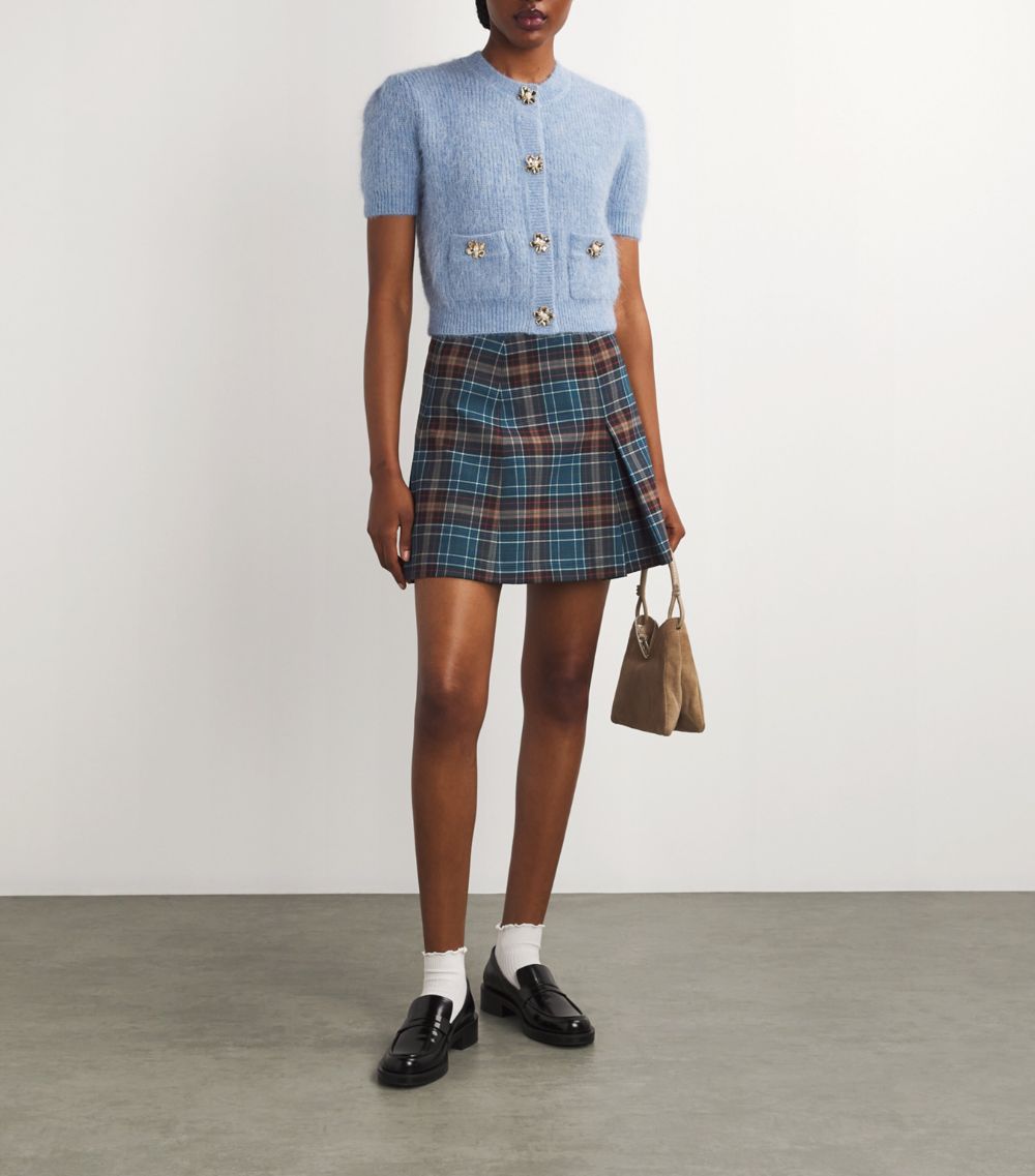  Claudie Pierlot Wool-Blend Check Mini Skirt