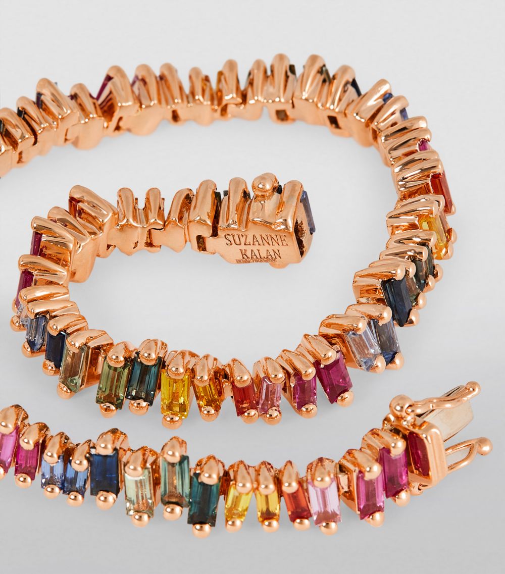 Suzanne Kalan Suzanne Kalan Rose Gold And Rainbow Sapphire Bold Tennis Bracelet