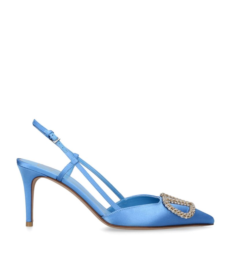 VALENTINO GARAVANI Valentino Garavani Satin VLogo Slingback Mules 80