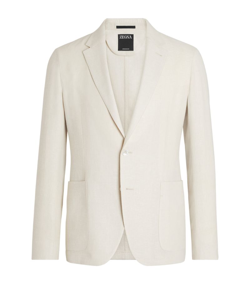 zegna Zegna Linen-Wool Single-Breasted Crossover Blazer