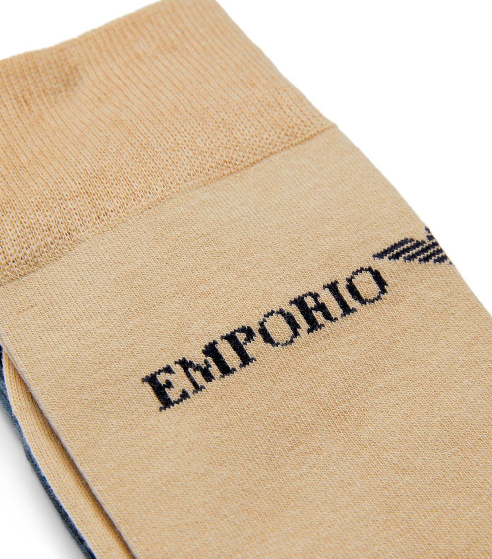 Emporio Armani Emporio Armani Cotton-Blend Logo Socks (Pack Of 3)