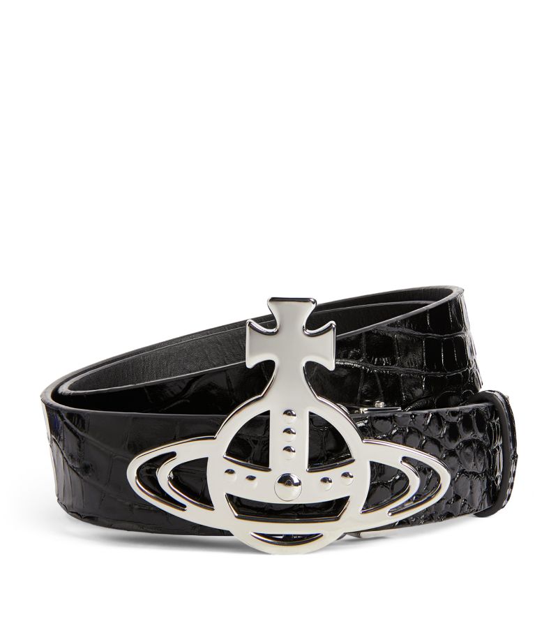 Vivienne Westwood Vivienne Westwood Leather Croc-Embossed Orb Belt