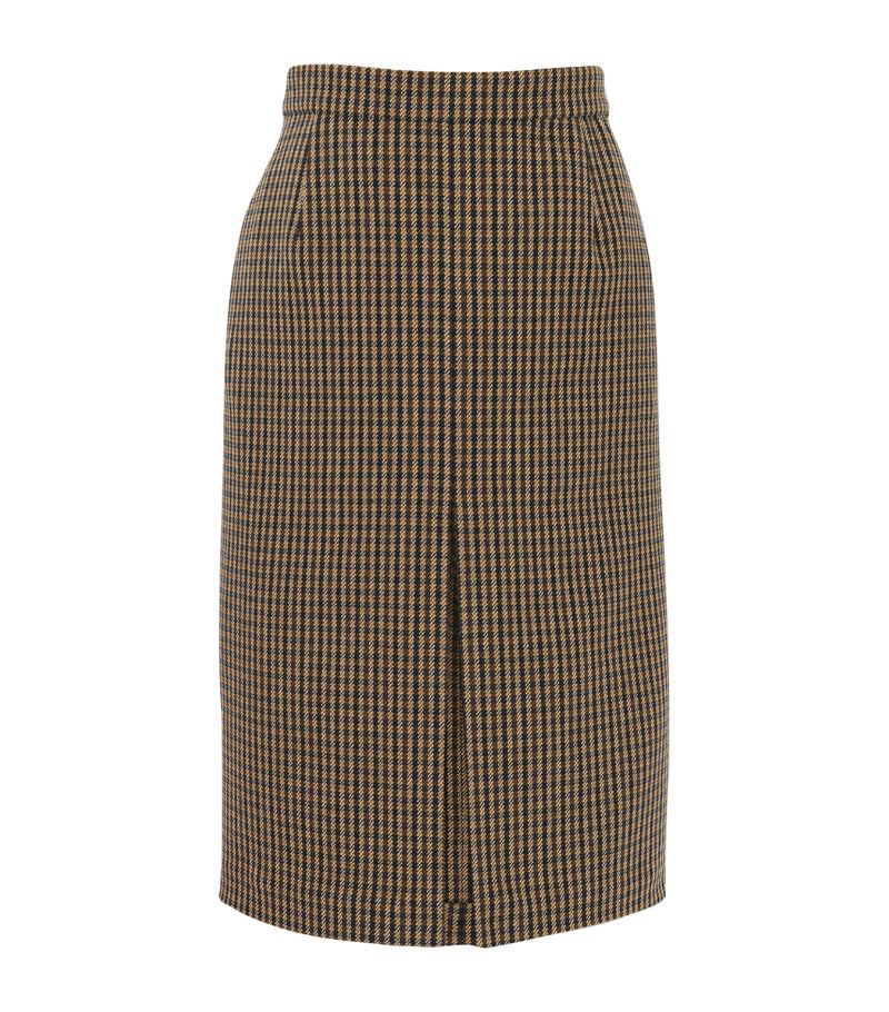 Saint Laurent Saint Laurent Vichy Wool-Blend Midi Skirt