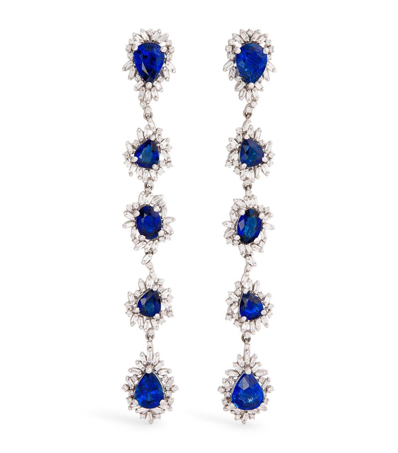 Suzanne Kalan Suzanne Kalan White Gold, Sapphire And Diamond One Of A Kind Drop Earrings