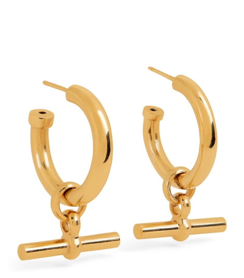 Tilly Sveaas Tilly Sveaas Large Gold-Plated T-Bar Hoop Earrings