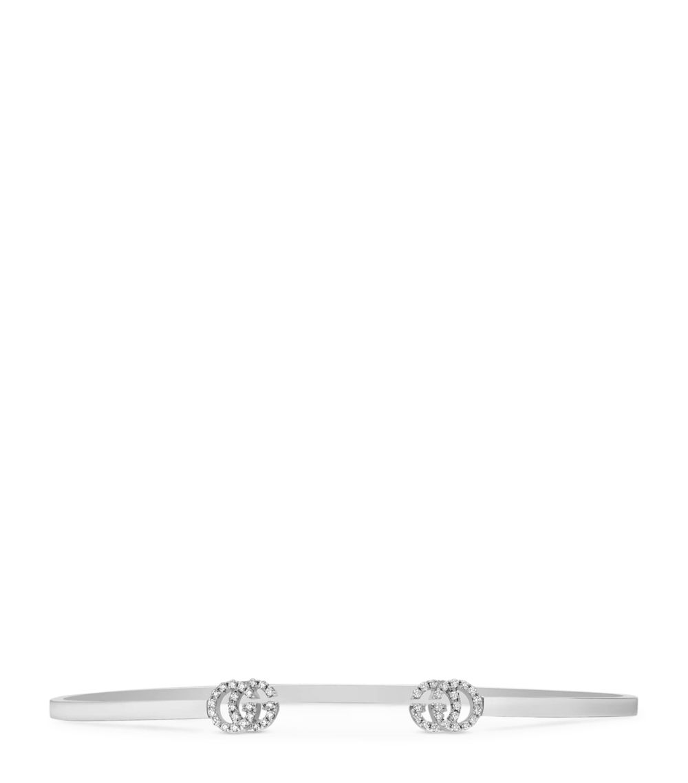 Gucci Gucci White Gold And Diamond Gg Logo Bangle