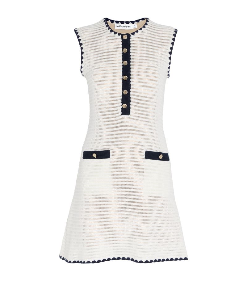 Self-Portrait Self-Portrait Contrast-Trim Crochet Mini Dress