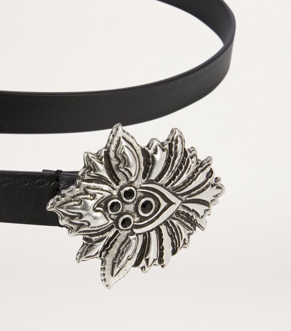 The Kooples The Kooples Leather Flower-Buckle Belt