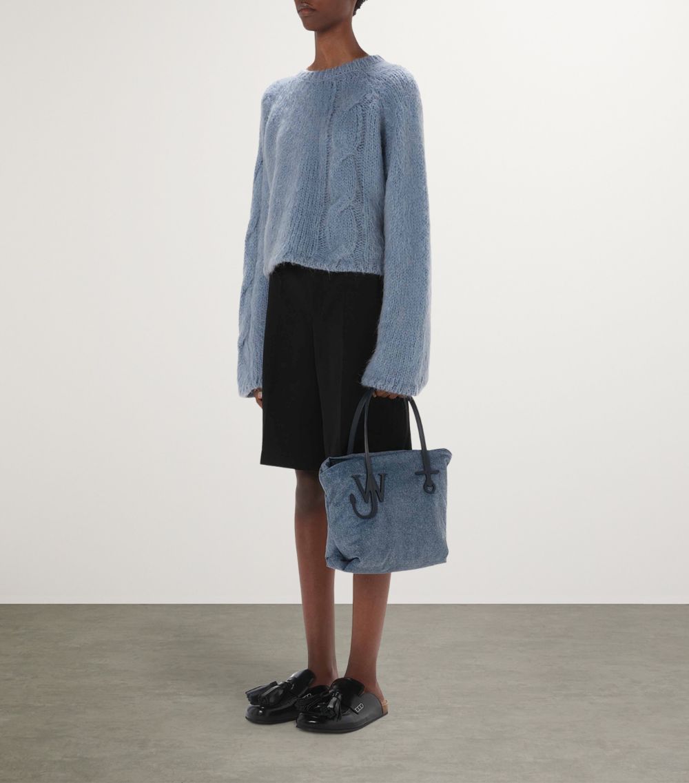 Jw Anderson Jw Anderson Small Denim-Effect Anchor Tote Bag