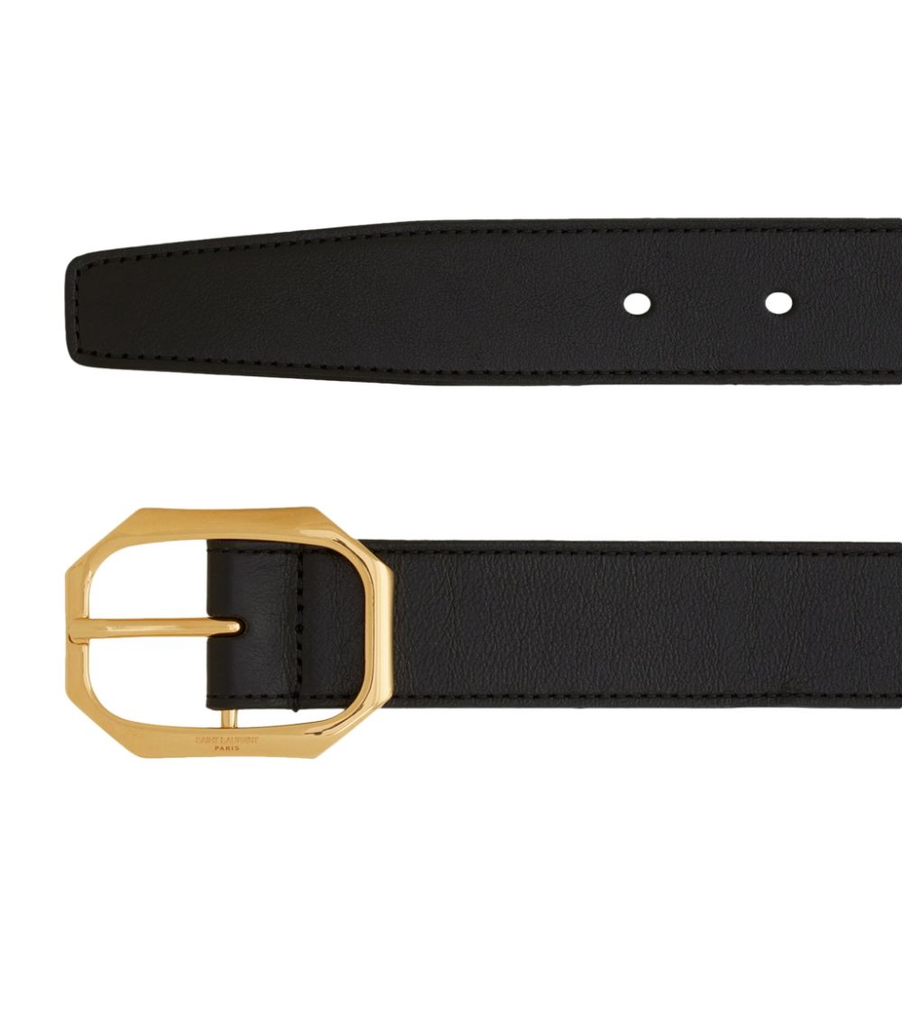 Saint Laurent Saint Laurent Leather Octagonal Belt