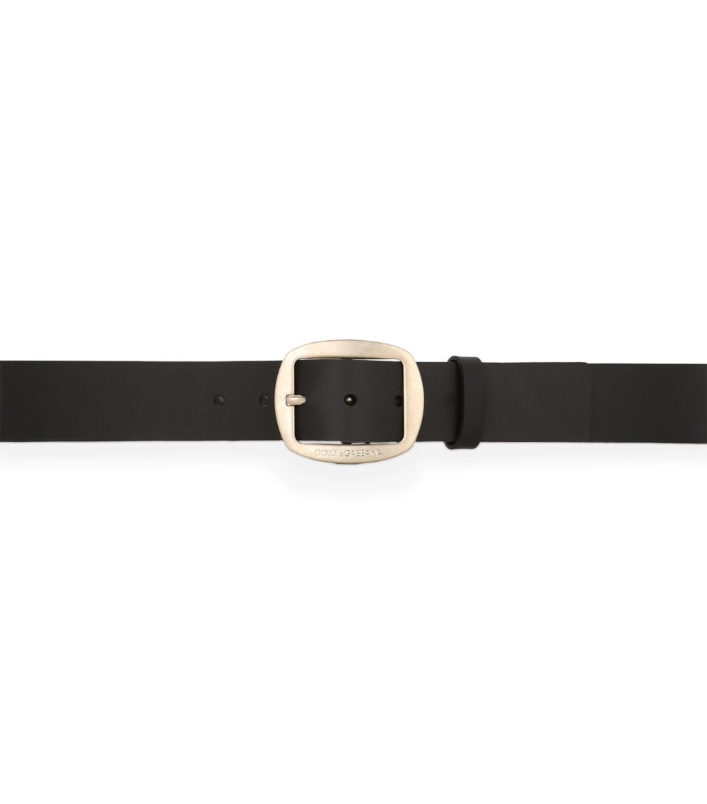 Dolce & Gabbana Dolce & Gabbana Calfskin Logo Engraved Belt