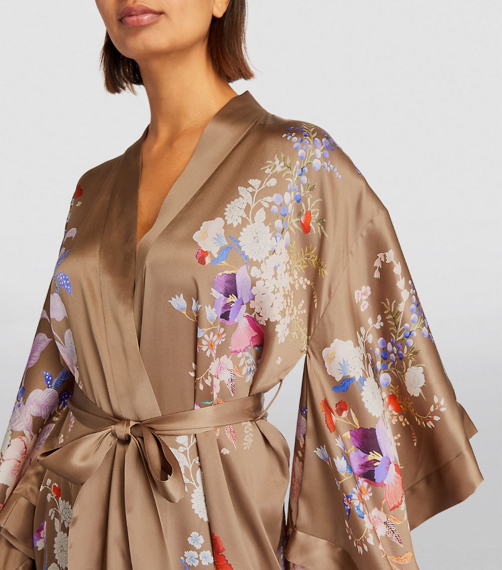 Meng Meng Long Silk Floral Kimono