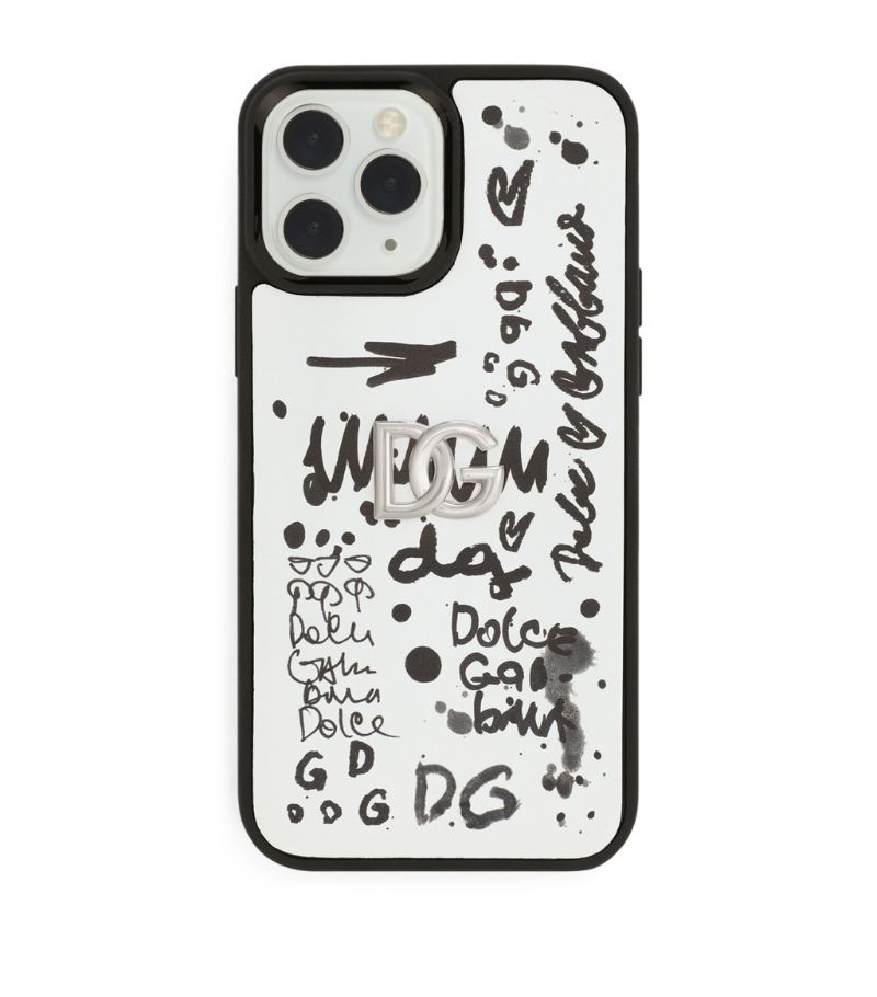 Dolce & Gabbana Dolce & Gabbana Leather Graffiti Logo Iphone 13 Pro Max Case