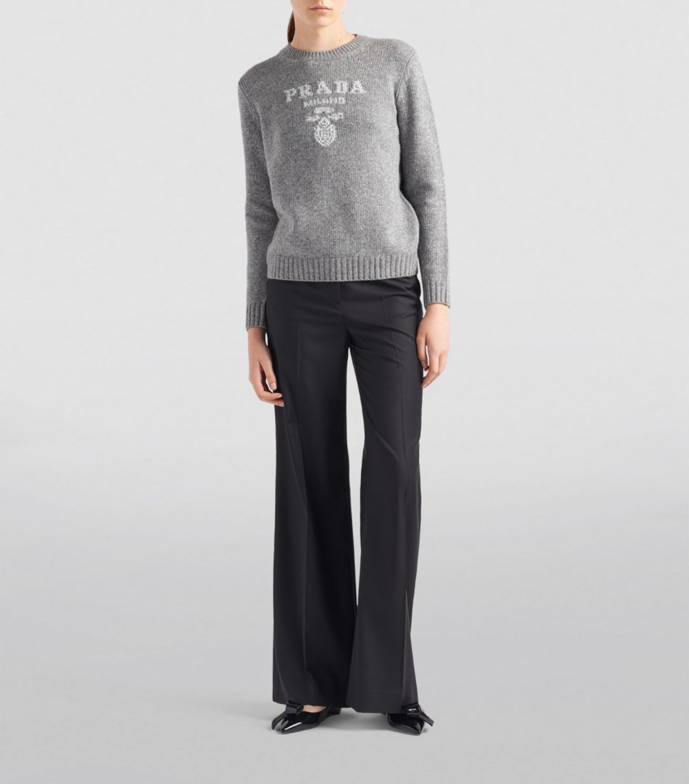 Prada Prada Wool-Cashmere Lamé Logo Sweater