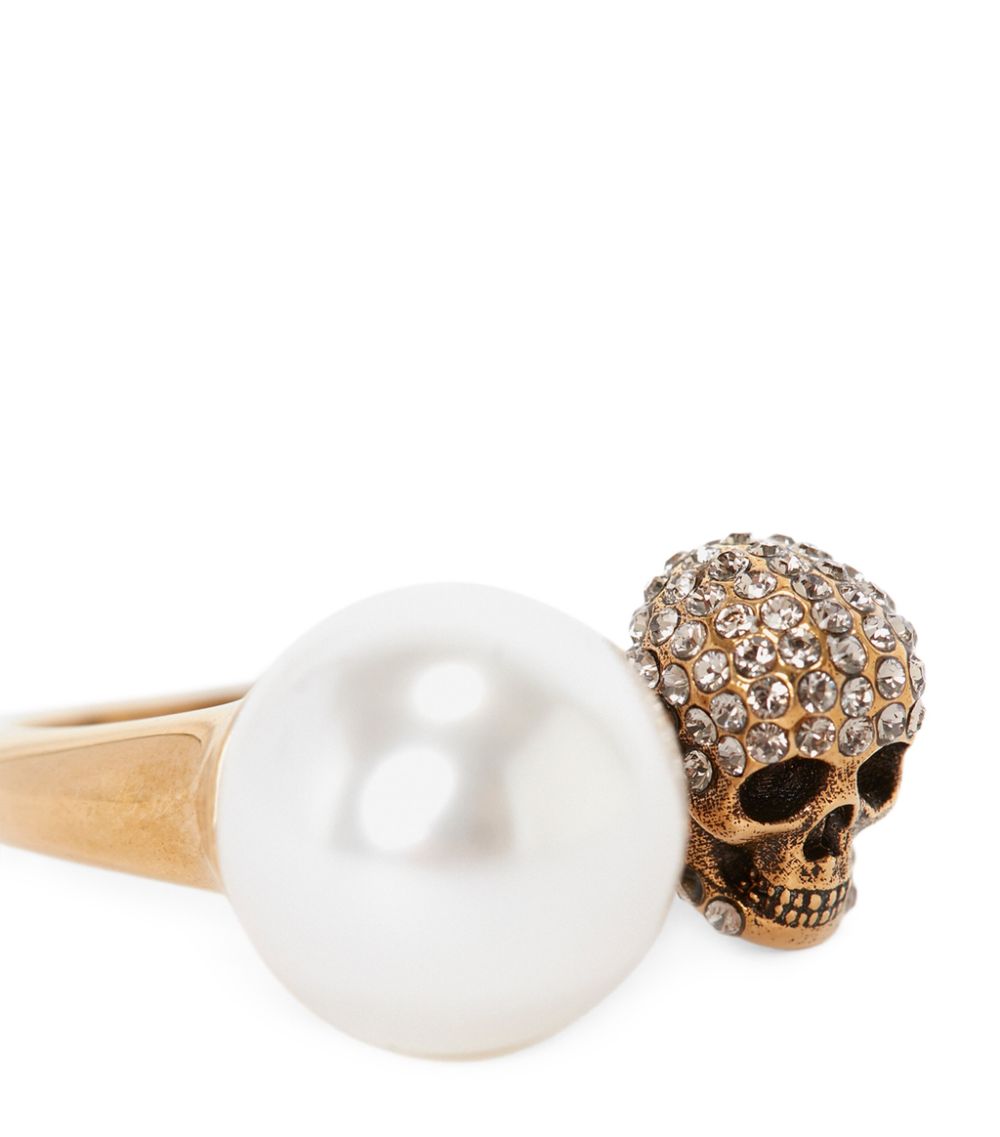 Alexander McQueen Alexander Mcqueen Faux Pearl And Skull Ring