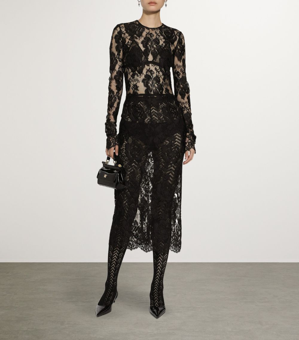 Dolce & Gabbana Dolce & Gabbana Floral Lace Midi Dress