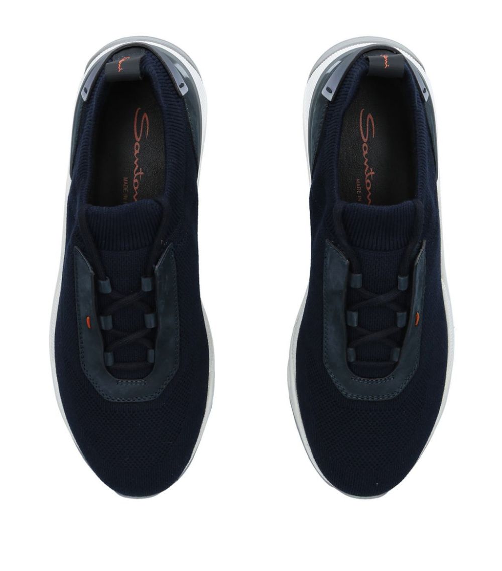 Santoni Santoni Leather-Trim Knit Sneakers