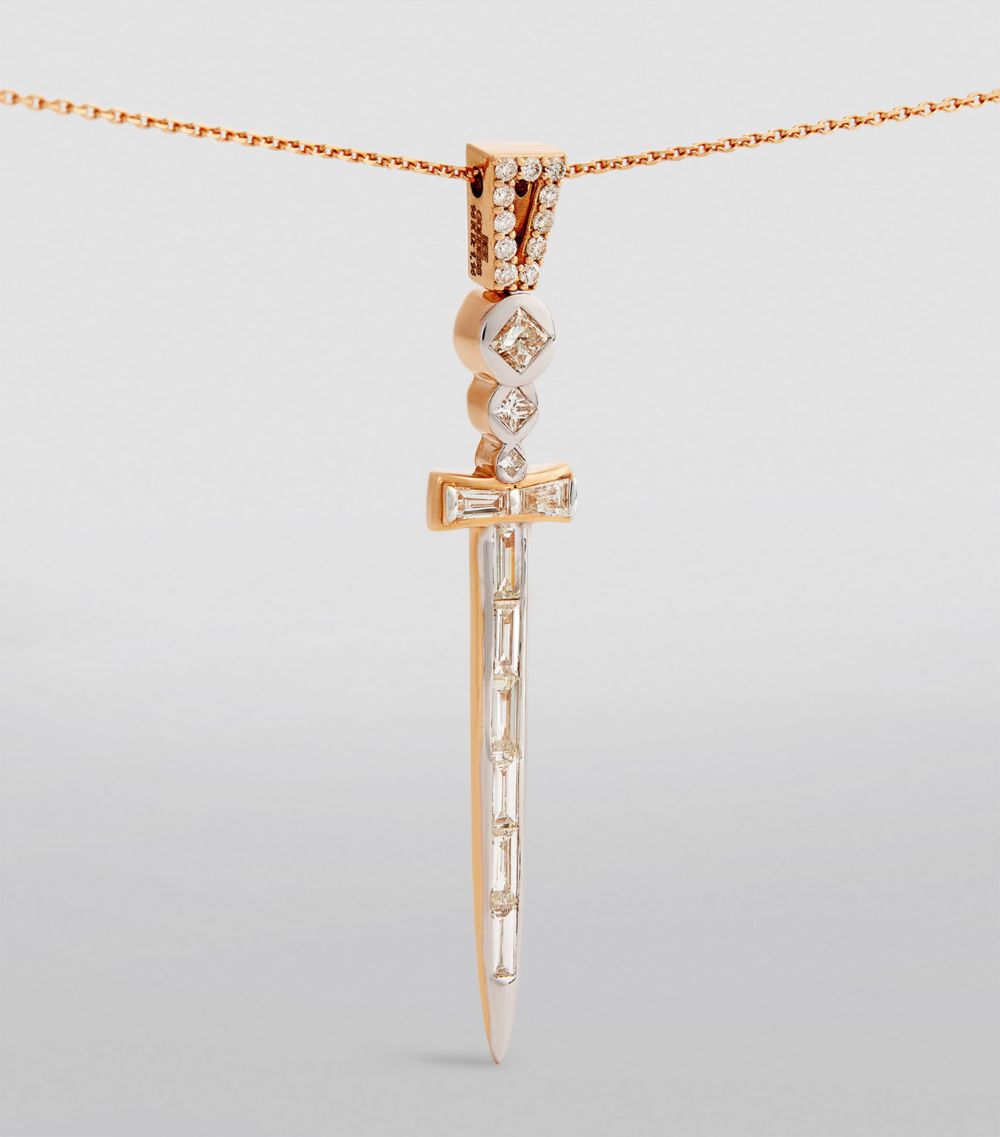 Bee Goddess Bee Goddess Rose Gold And Diamond Sword Of Light Necklace