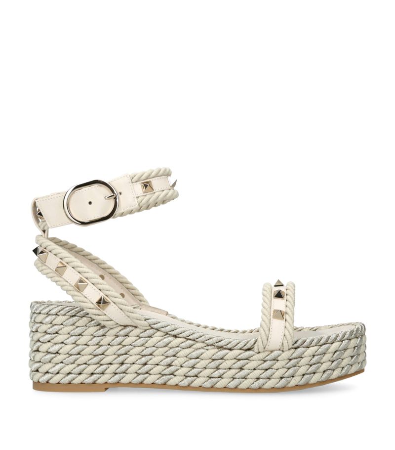 VALENTINO GARAVANI Valentino Garavani Leather Rockstud Espadrille Sandals 45