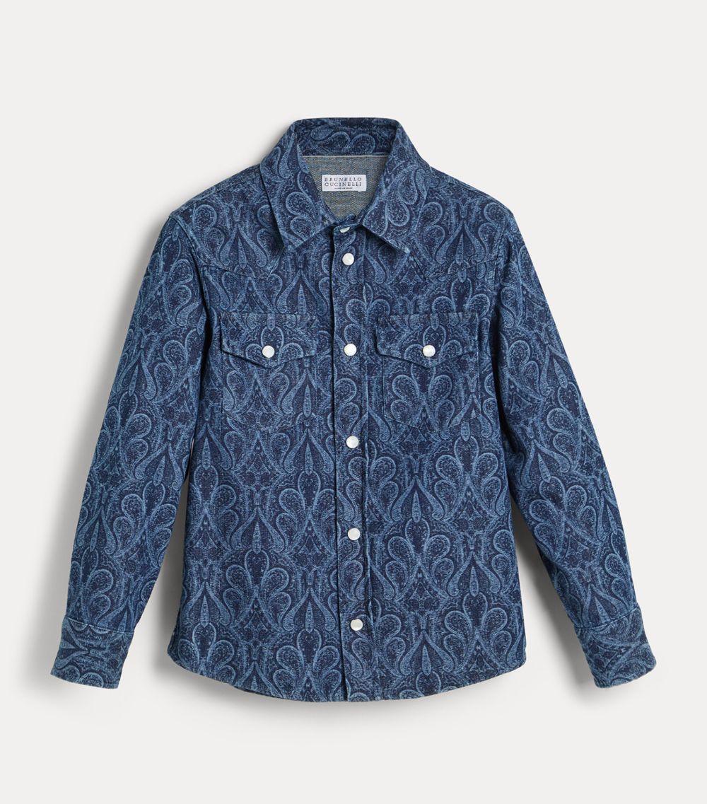 Brunello Cucinelli Kids Brunello Cucinelli Kids Printed Denim Shirt