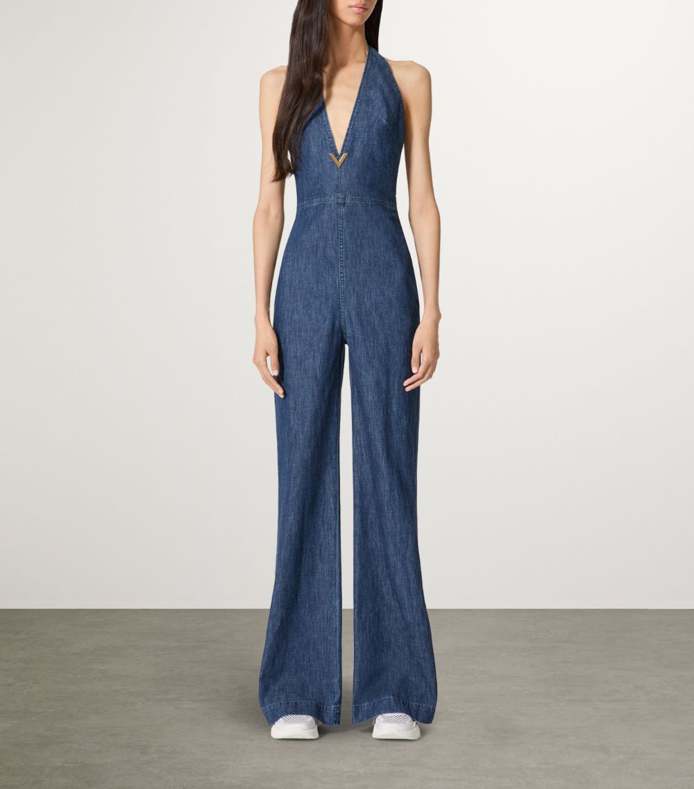 VALENTINO GARAVANI Valentino Garavani Denim Halterneck Jumpsuit