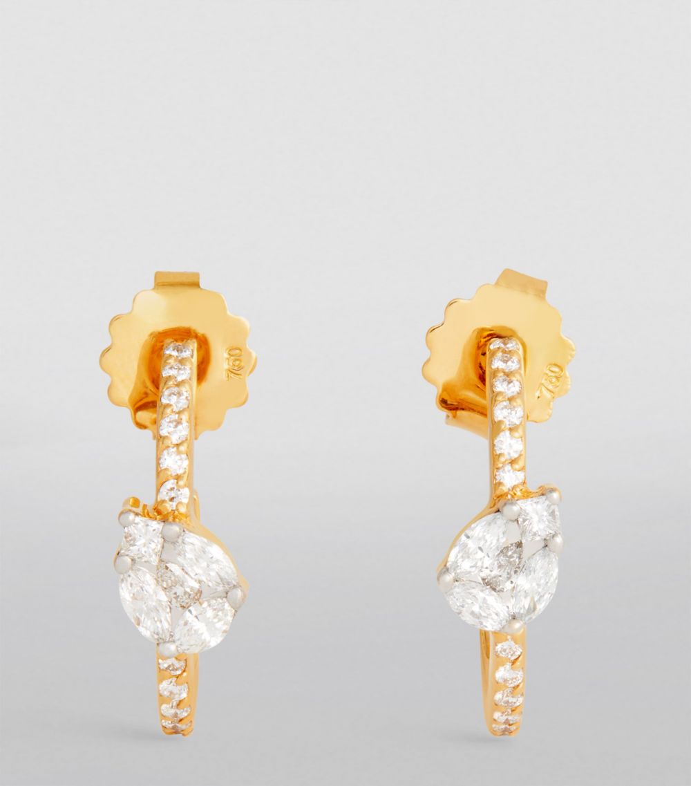 Nadine Aysoy Nadine Aysoy Yellow Gold And Diamond Catena Illusion Hoop Earrings