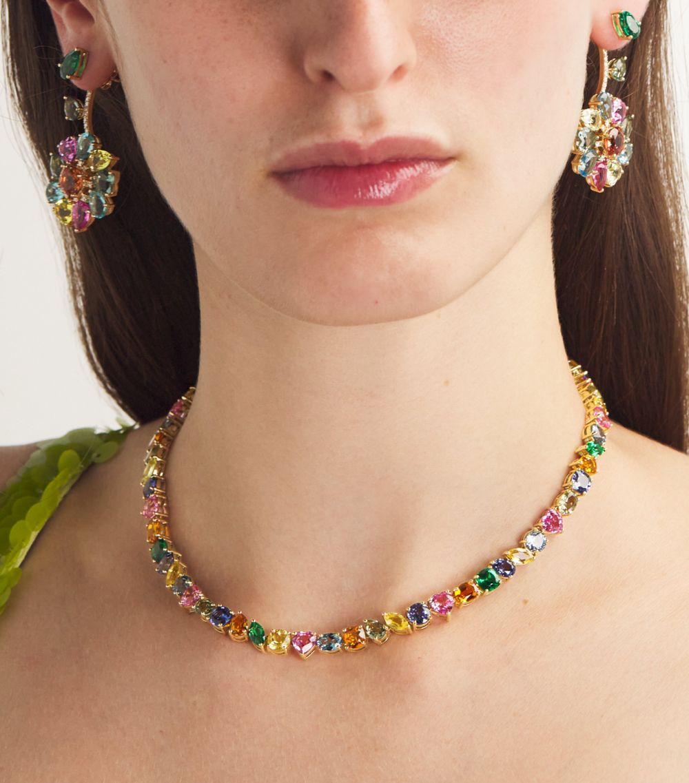 Nadine Aysoy Nadine Aysoy Yellow Gold And Multicoloured Gemstone Catena Rainbow Necklace