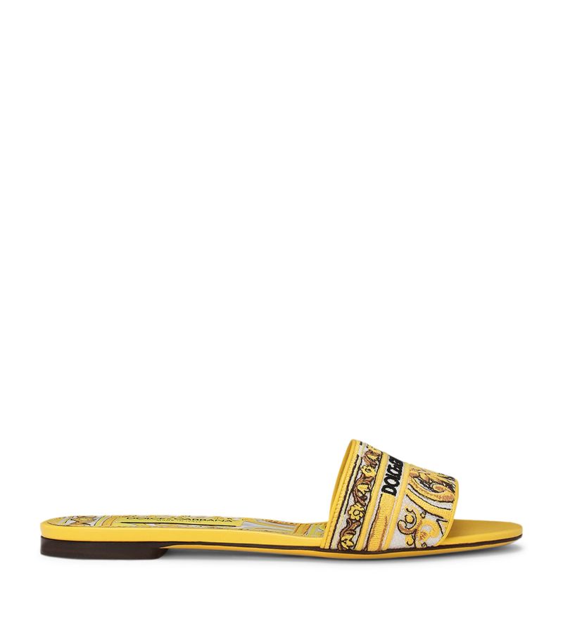 Dolce & Gabbana Dolce & Gabbana Canvas-Leather Maiolica Slides