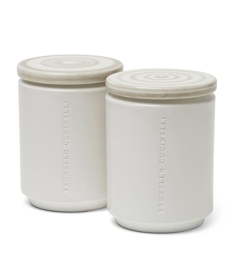 Brunello Cucinelli Brunello Cucinelli Set Of Two Ceramic Containers With Lids (13Cm X 9.5Cm)