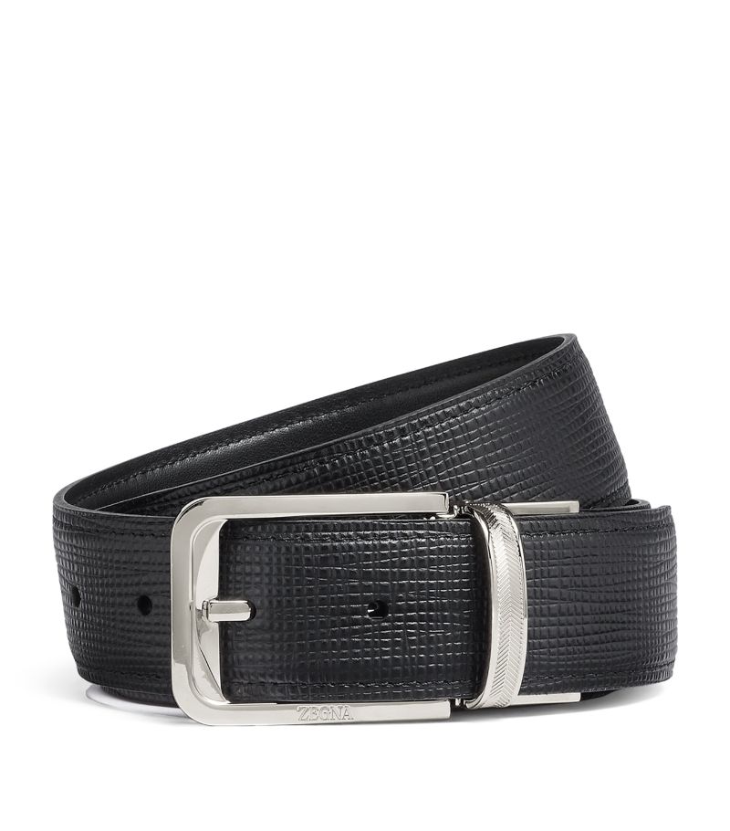 zegna Zegna Engraved Calfskin Reversible Belt