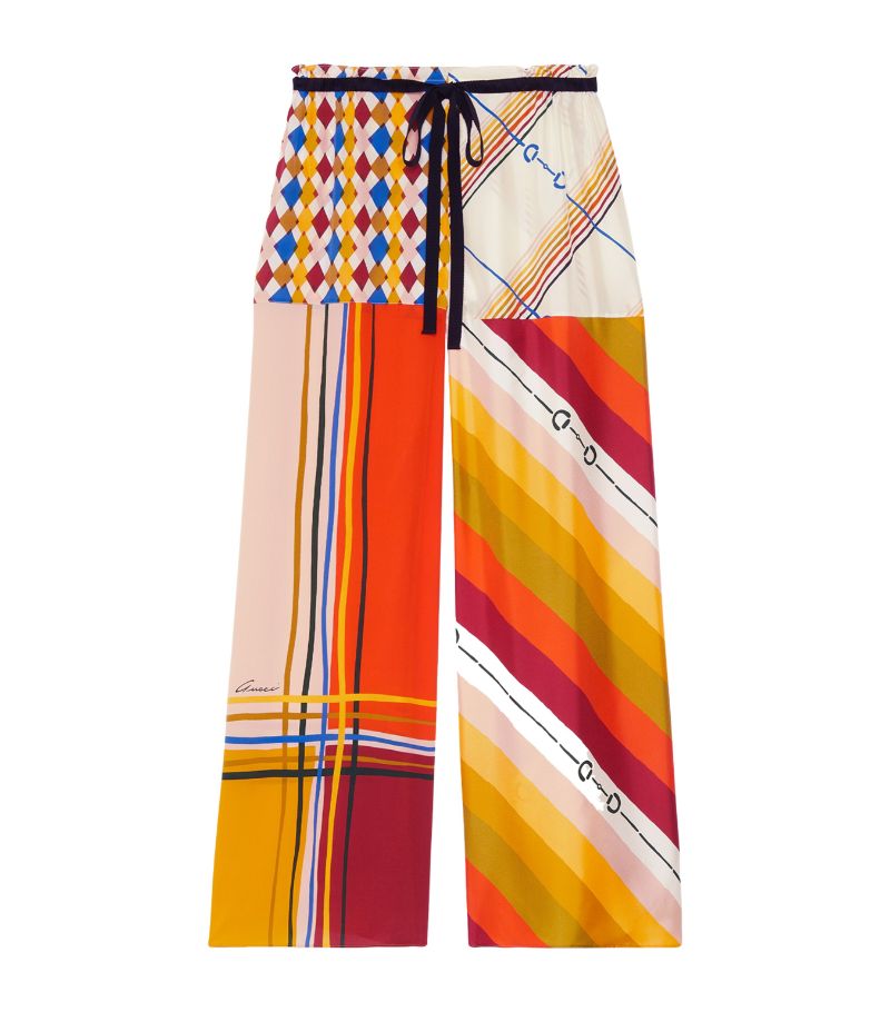 Gucci Gucci Silk Heritage Patchwork Print Trousers