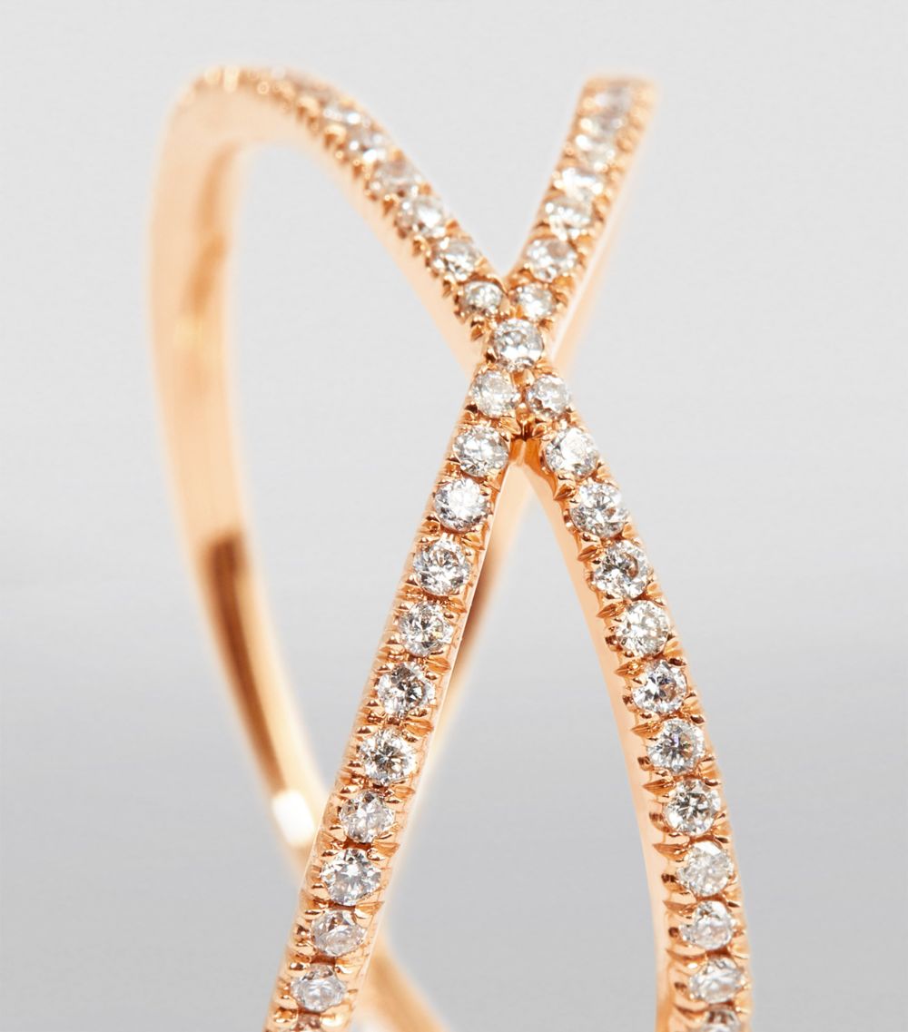Eva Fehren Eva Fehren Rose Gold and Diamond Fine Shorty Ring (Size 6)