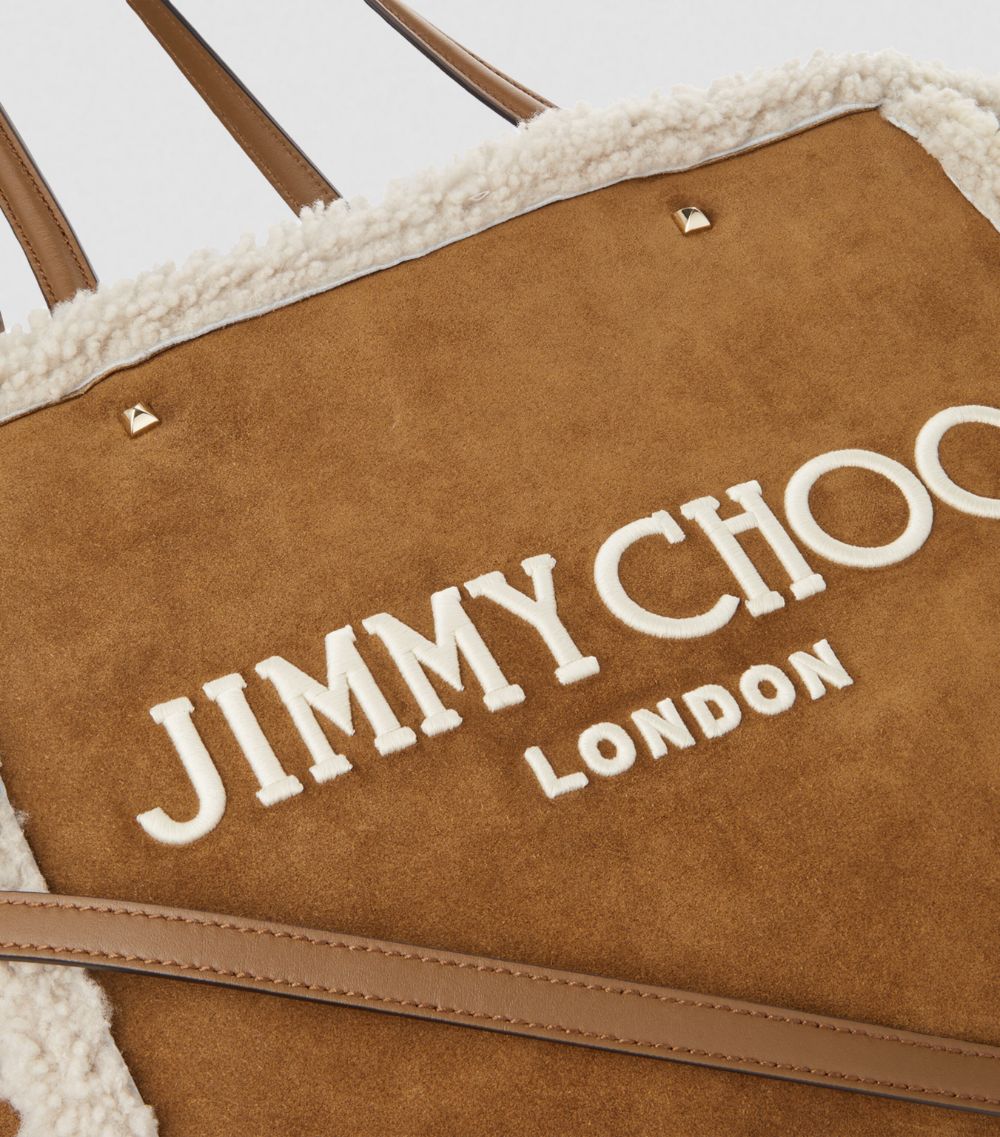 Jimmy Choo Jimmy Choo Leather-Shearling Avenue Tote Bag