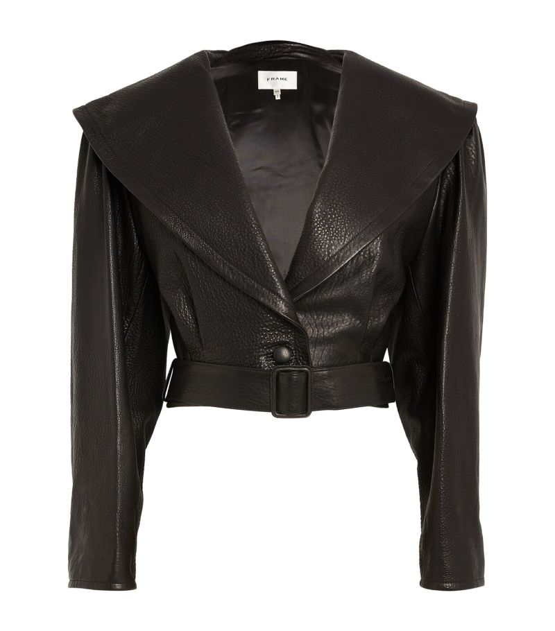 Frame FRAME Leather Belt-Detail Cropped Jacket