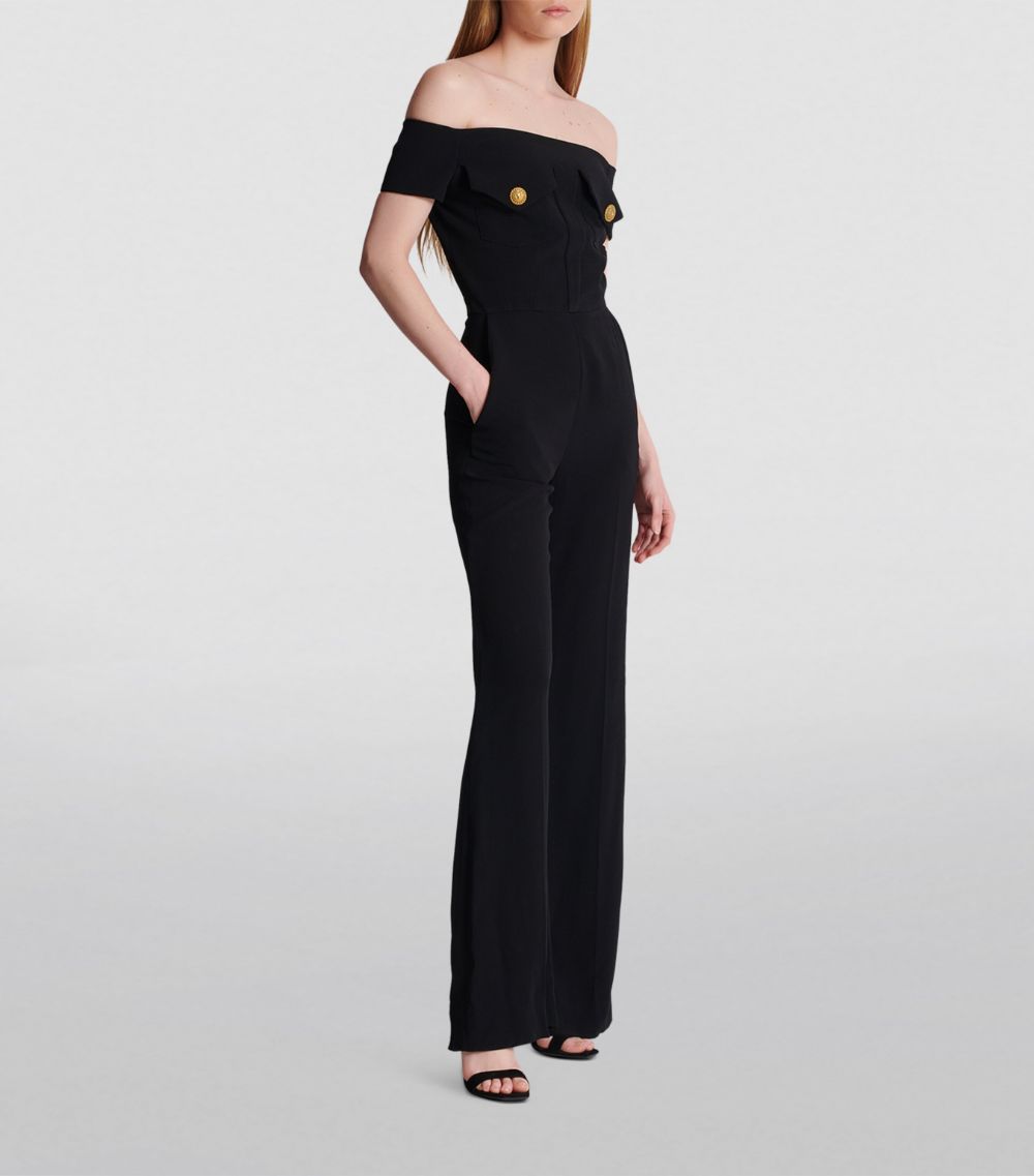 Balmain Balmain Crepe Off-The-Shoulder Jumpsuit