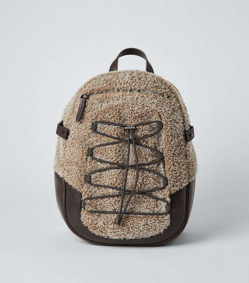 Brunello Cucinelli Brunello Cucinelli Curly Shearling And Leather Backpack