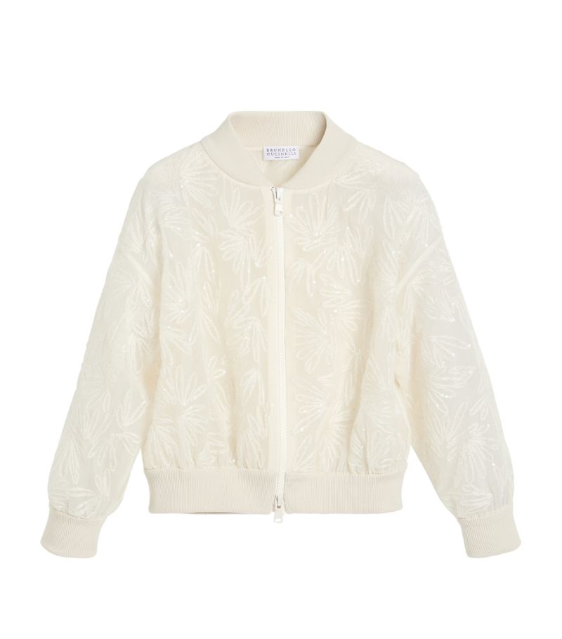 Brunello Cucinelli Kids Brunello Cucinelli Kids Silk Embellished Bomber Jacket