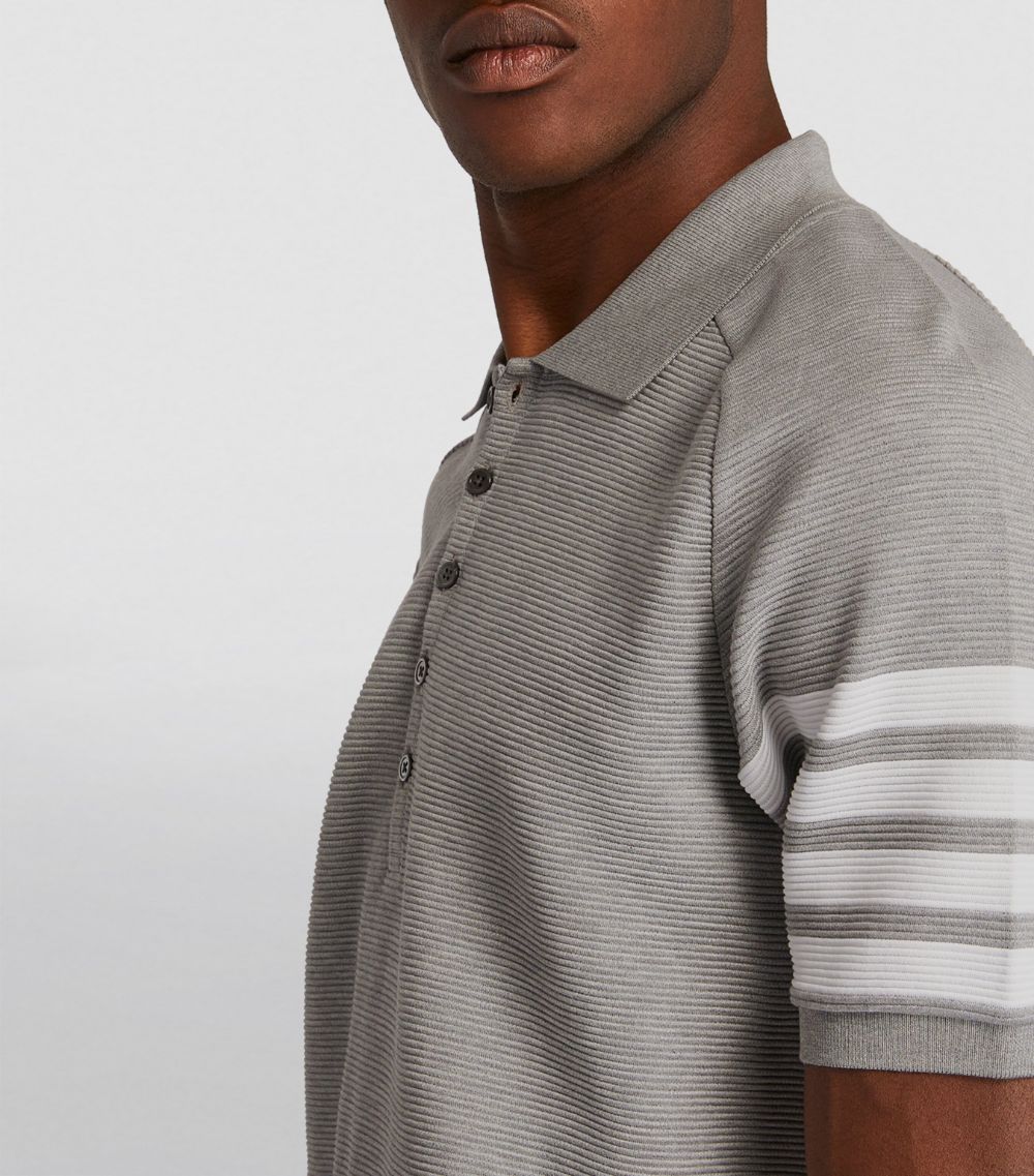 Thom Browne Thom Browne Ribbed 4-Bar Polo Shirt