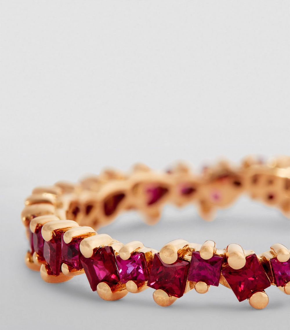 Suzanne Kalan Suzanne Kalan Rose Gold and Ruby Eternity Band Ring (Size 7)