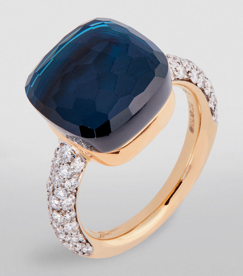 Pomellato Pomellato White Gold, Diamond And London Blue Topaz Nudo Ring