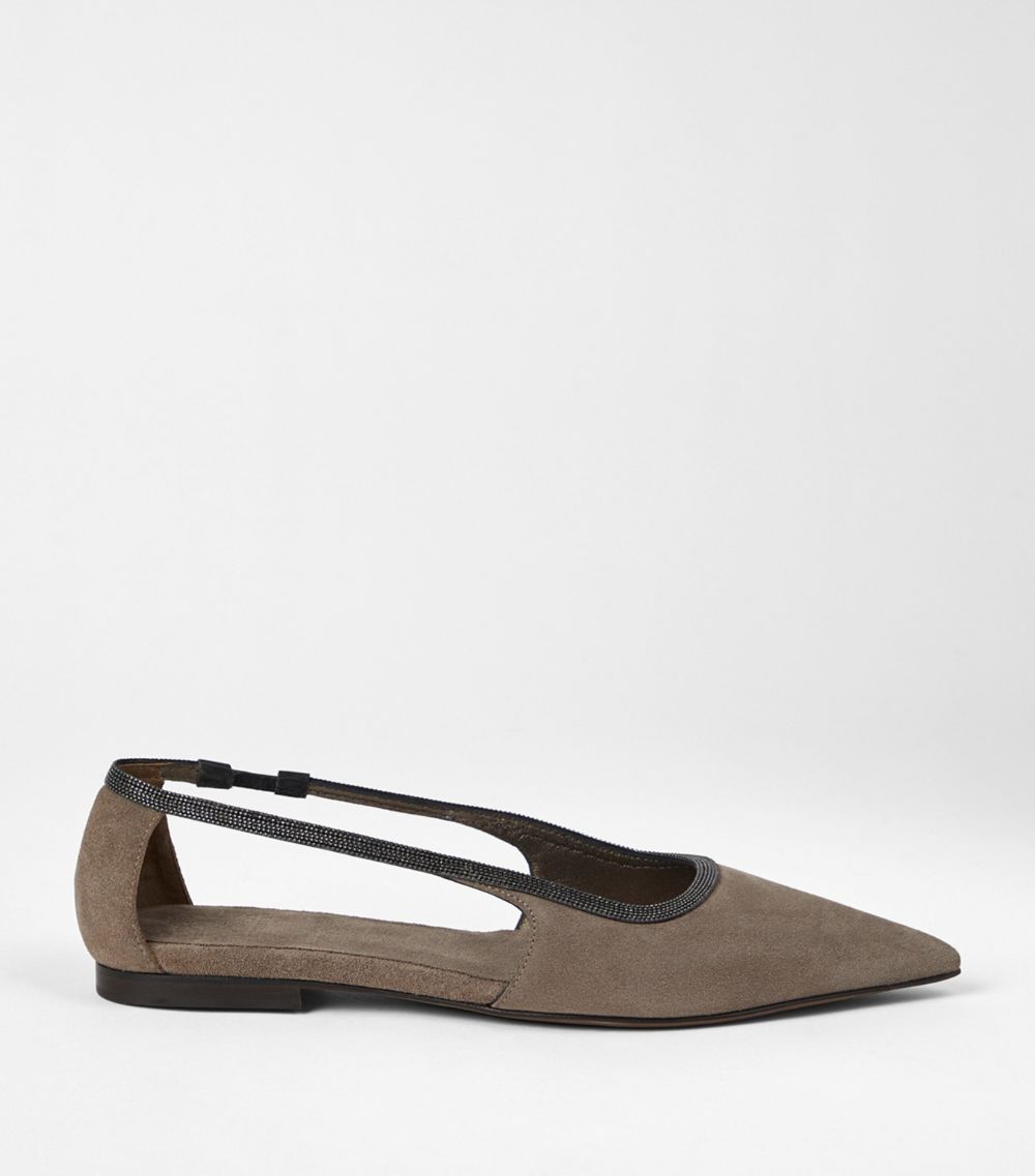 Brunello Cucinelli Brunello Cucinelli Suede Monili Ballet Flats