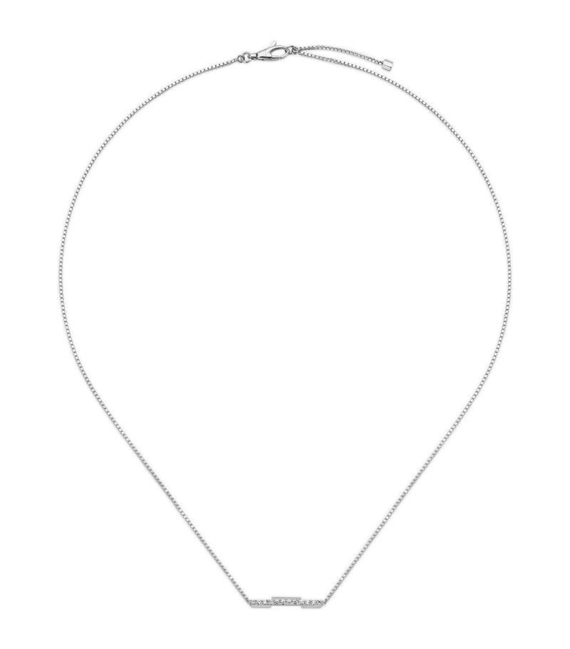 Gucci Gucci White Gold And Diamond Link To Love Necklace