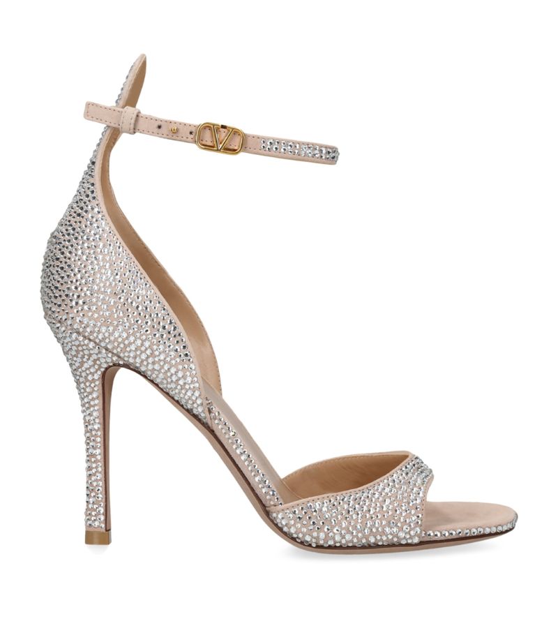 VALENTINO GARAVANI Valentino Garavani Crystal-Embellished Tan-Go Sandals 100