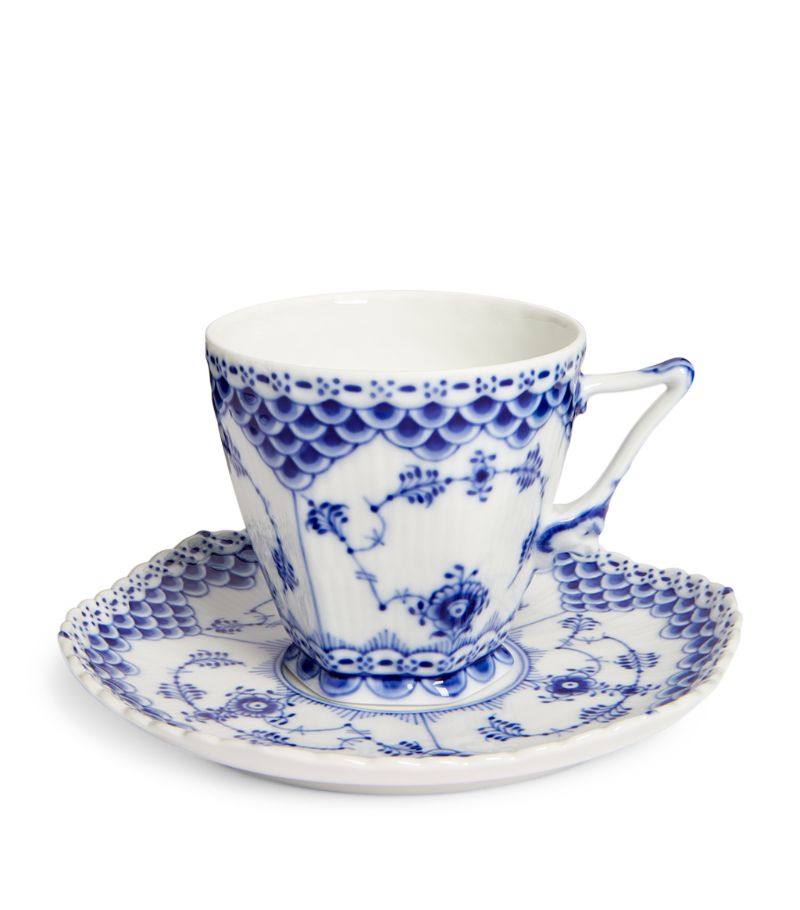 Royal Copenhagen Royal Copenhagen Blue Fluted Full Lace Teacup And Saucer